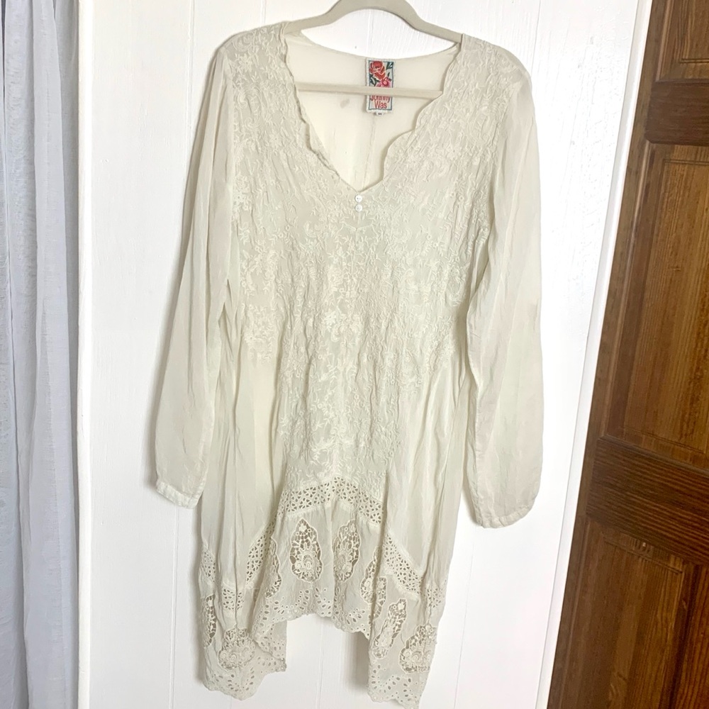 Johnny Was Eyelet Crochet Detail Tunic/Dress